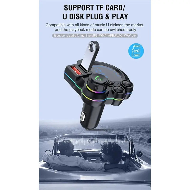 Wireless Car Adapter Bluetooth 5.3 FM Transmitter MP3 Music Player QC3.0& PD 20W Dual Fast Charging
