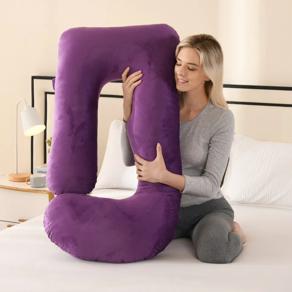 G-Shape Maternity Pillow, Full Body Support Pregnancy Pillow for Sleeping, Nursing & Side Sleeping, Soft Cotton Cover, Gray