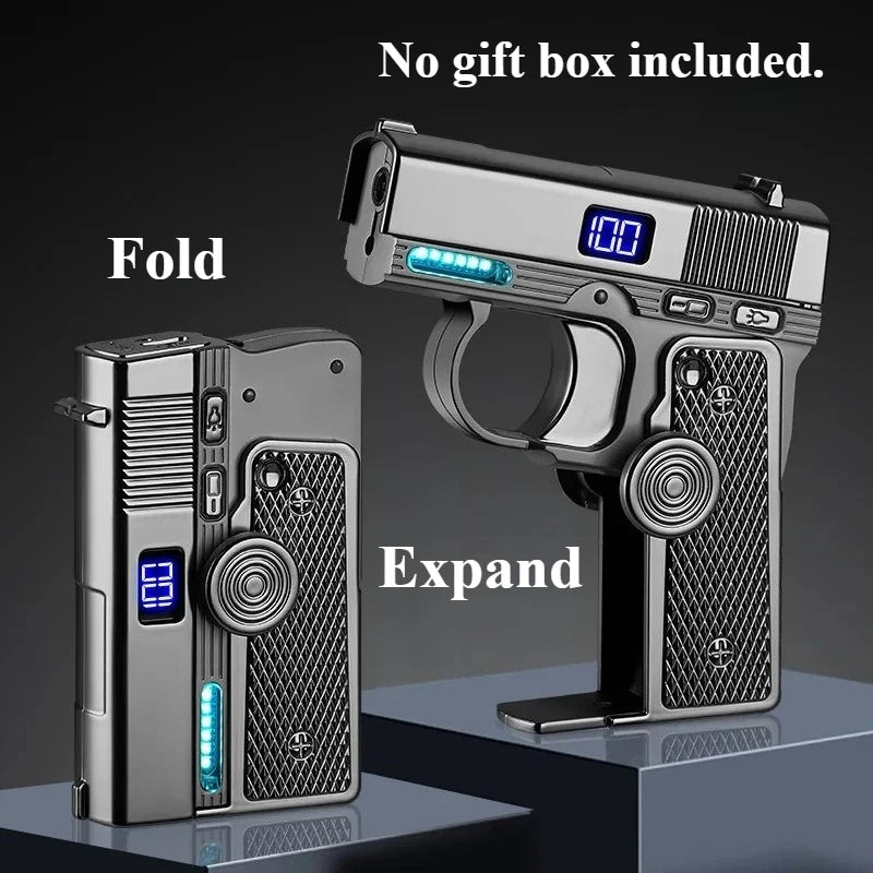 New Creative Multi-Functional Folding Lighter  Dual-form  Spinner Stress Relief Lighters Gun , Wholesale Cool Gift Box