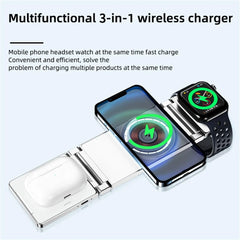 Newest 3 IN 1 Magnetic Wireless Charger For iPhone 15 14 13 12 Pro Max Fast Charging Dock Station For Airpods Apple Watch SE 8 7