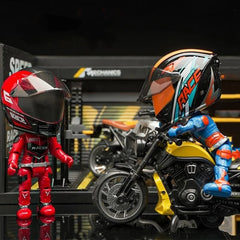 1Pcs Simulated Motorcyclist Action Figure With Helmet Alloy Motorcycle Model Toy Desktop Ornament Gift For Kids