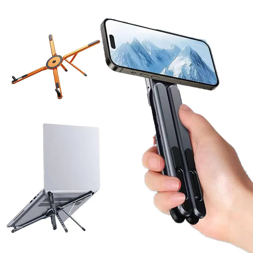 Magnetic Phone Holder Handheld Selfie Stick Tripod Foldable Desk Stand for iPhone 17 16 iPad Tablet Laptop Bracket A2S5