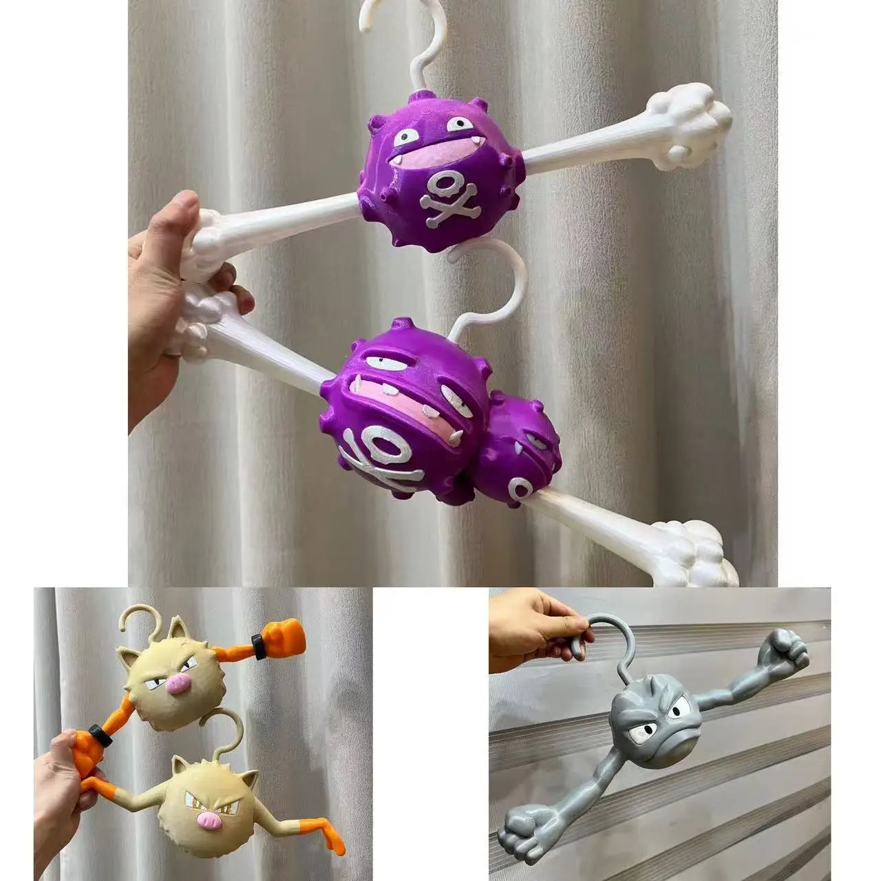 Anime Pokemon 3d Printing Hanger Funny Geodude Action Figures Creative Anti Slip Clothes Hanger Drying Rack Household Goods Toys