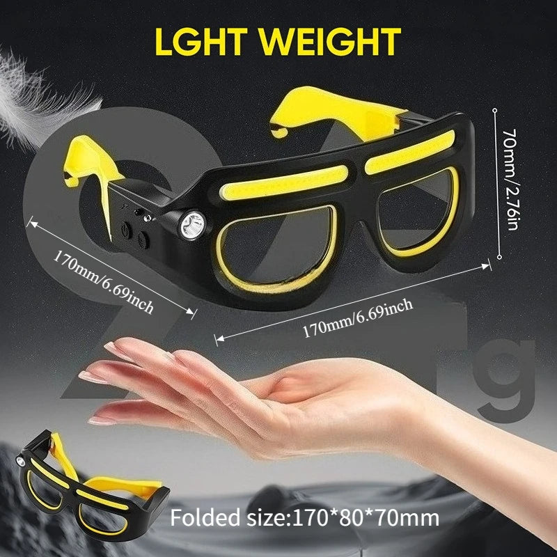 Rechargeable LED Safety Glasses Headlights,Detachable Sunglasses,Multifunctional Headlamp for working,Riding,Night Fishing