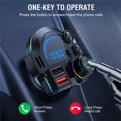 Wireless Car Adapter Bluetooth 5.3 FM Transmitter MP3 Music Player QC3.0& PD 20W Dual Fast Charging
