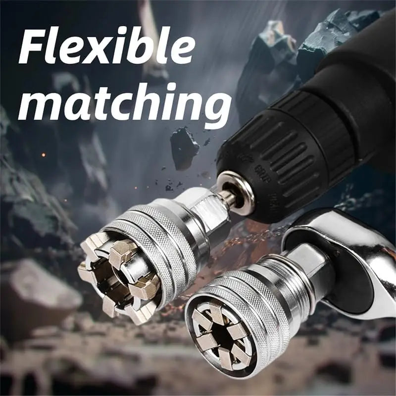 Adjustable Socket Wrench Set 3/8" Drive Multi Function Hex Adapter Kit Impact Grade 10-19mm Range Brand New Item