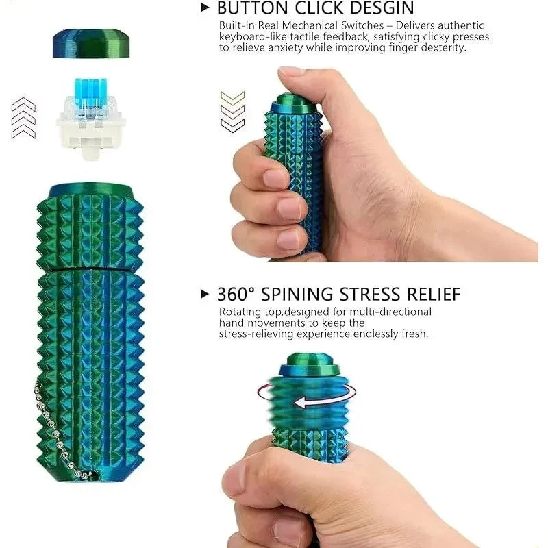 Spiky Fidget Roller Toy Keychain Novelty Fun Stress Relief Sensory Relax Portable Office Home Desk Friends Family Creative Gifts