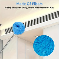 Ceiling Fan Dust Collector with Retractable High Reach & -Slip Lock - Detachable Brush Heads, Feather Duster Attachment, Machine Washable - -Free Operation for RV, Home, Ceiling & Glass Cleaning - Ideal for Bedrooms, Bathrooms, Kitchens (No /Easy