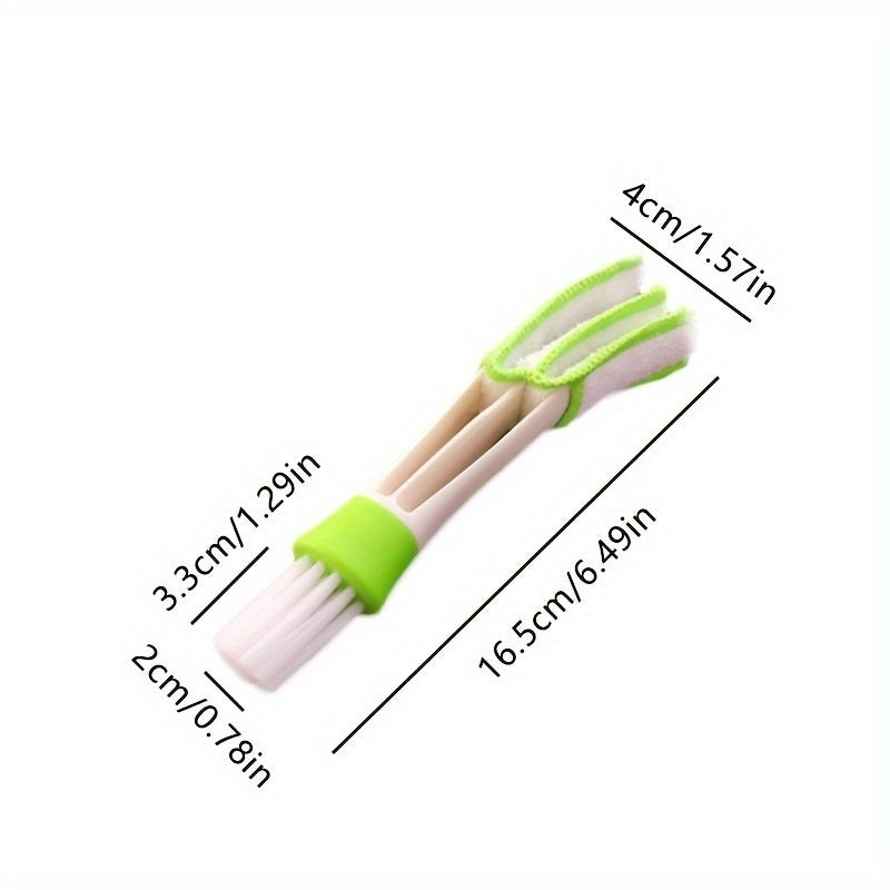 1pc Multifunctional Car Air Vent Cleaning Brush - Detachable And Washable, Green And White Bristles, for Interior Detailing, Dust Removal, And Corner Cleaning