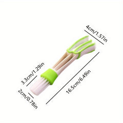 1pc Multifunctional Car Air Vent Cleaning Brush - Detachable And Washable, Green And White Bristles, for Interior Detailing, Dust Removal, And Corner Cleaning