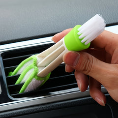 1pc Multifunctional Car Air Vent Cleaning Brush - Detachable And Washable, Green And White Bristles, for Interior Detailing, Dust Removal, And Corner Cleaning