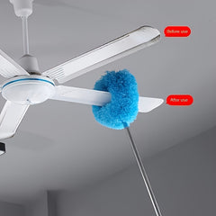Ceiling Fan Dust Collector with Retractable High Reach & -Slip Lock - Detachable Brush Heads, Feather Duster Attachment, Machine Washable - -Free Operation for RV, Home, Ceiling & Glass Cleaning - Ideal for Bedrooms, Bathrooms, Kitchens (No /Easy