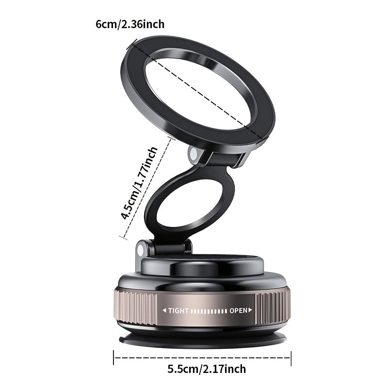 Adjustable Foldable Magnetic Phone Mount, 360 Degree Rotatable, Strong Vacuum Suction Cup, Multi-Surface Use for Gym, Mirror And Car, Compatible with All Smartphones