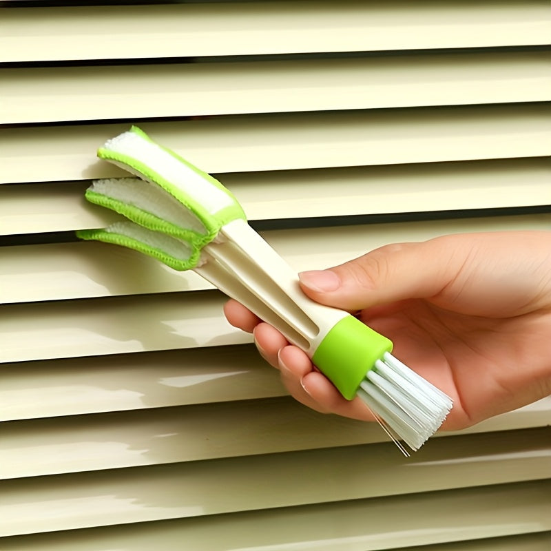 1pc Multifunctional Car Air Vent Cleaning Brush - Detachable And Washable, Green And White Bristles, for Interior Detailing, Dust Removal, And Corner Cleaning