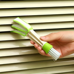 1pc Multifunctional Car Air Vent Cleaning Brush - Detachable And Washable, Green And White Bristles, for Interior Detailing, Dust Removal, And Corner Cleaning