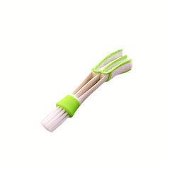 1pc Multifunctional Car Air Vent Cleaning Brush - Detachable And Washable, Green And White Bristles, for Interior Detailing, Dust Removal, And Corner Cleaning